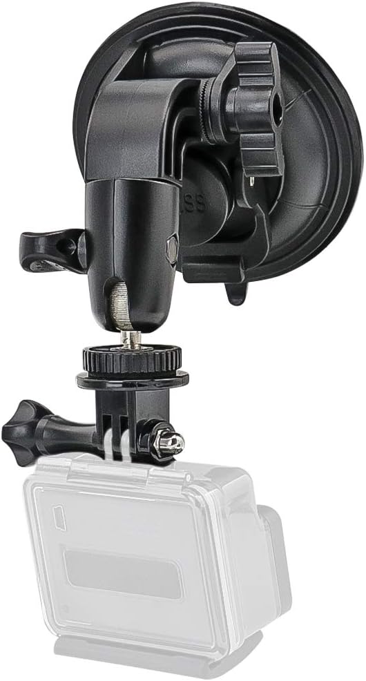 Heavy Duty Camera Car Windshield Mount with 1/4-20 Adapter for GoPro Hero Series and All Cameras