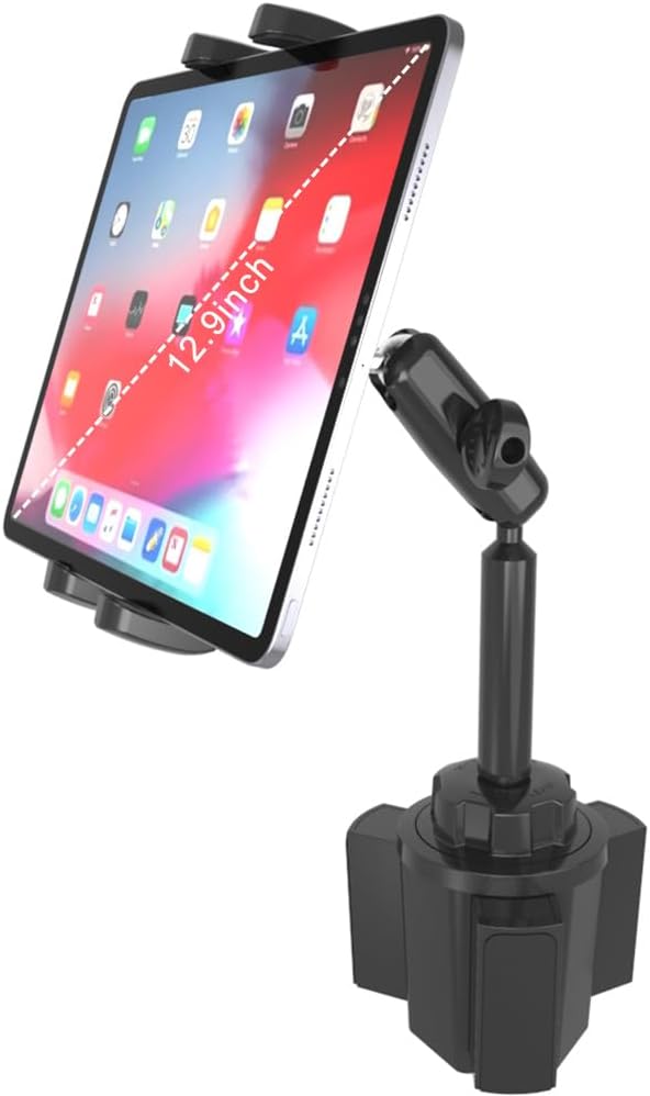 Car Cup Holder Tablet Phone Mount for 4-13“ iPad Phone, Universal Metal Upgraded Version Truck Vehicle CupHolder Tablet Holder for Your iPad Pro 12.9 Air Mini Galaxy Fold 5 4 3 and All Cell Phone