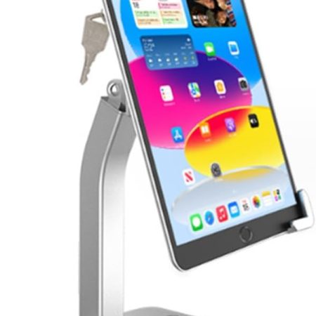 Anti-Theft Kiosk Desktop Stand for 9-14“ Large ipad Tablet, 360° Swivel Heavy Duty Aluminum Retail POS Business Tablet Mount with Security Lock, Compatible iPad Pro 12.9 10.5 9.7 iPad 10th 8th